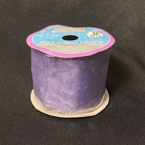 Christmas House Sheer Purple And Silver Wire Edged Craft Ribbon 2.5” x 108”